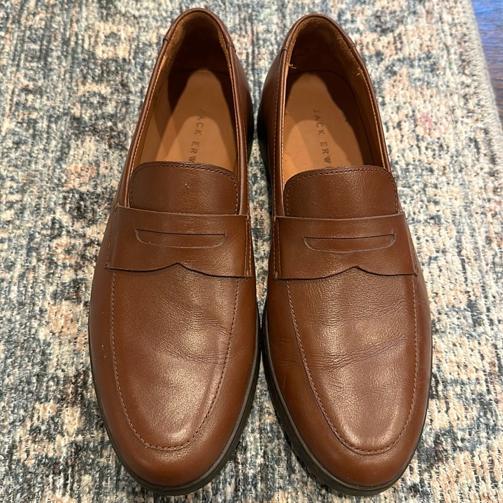 NEW - Jack Erwin Leather Brown Loafers - 7
